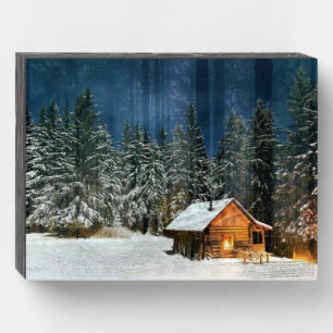 Log Cabin Wooden Box Sign