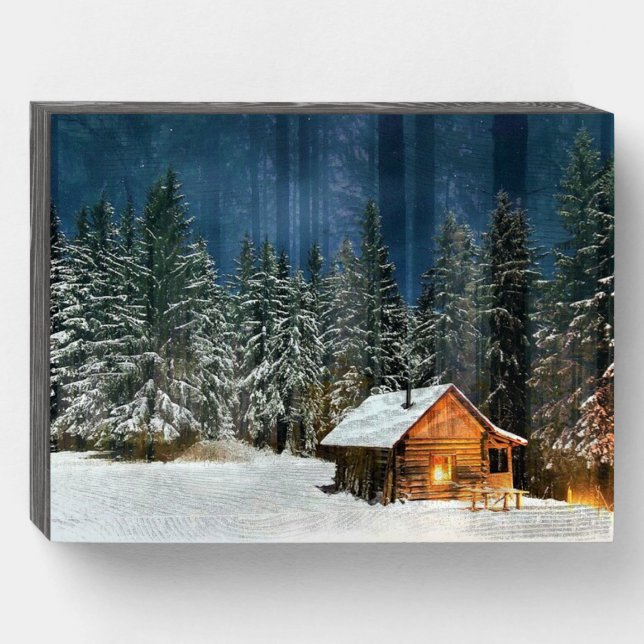 Log Cabin Wooden Box Sign (Front Horizontal)