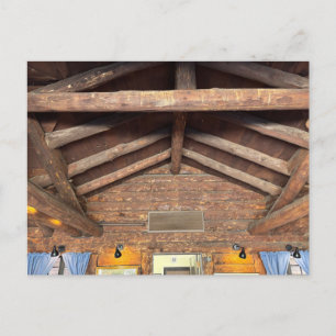Log Cabin Wooden Ceiling Beams Historic Postcard