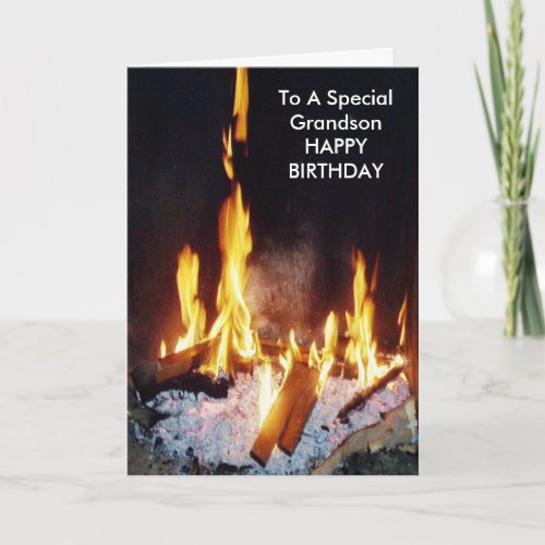 Log Fire Personalised Grandson Birthday