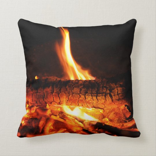 Log Fire Pillow