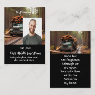 Log Haul Driver Memorial Keepsake  Business Card