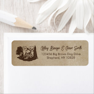 Log Home Cabin Mountain Wedding Return Address Label