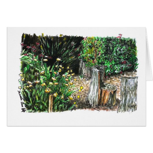 Log seats in a garden cards (Front Horizontal)