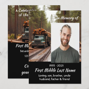 Log Truck Driver Celebration of Life Service Invitation