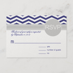 Logan & Derek RSVP   navy grey METALLIC ICE PAPER Card