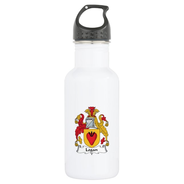 Logan Family Crest Stainless Steel Water Bottle (Front)