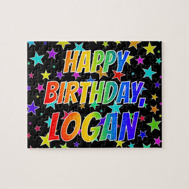 "LOGAN" First Name, Fun "HAPPY BIRTHDAY" Jigsaw Puzzle (Horizontal)