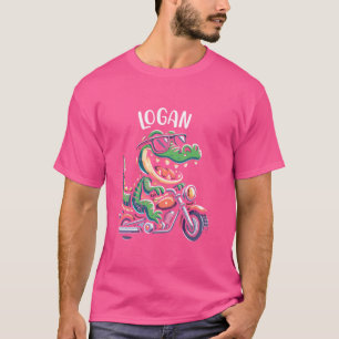 Logan Funny Alligator Motorcycle Design for Boys N T-Shirt
