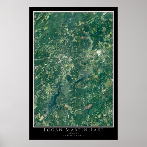 Logan Martin Lake Alabama Satellite Poster Map