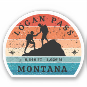 Logan Pass Hiking, montana alpine pass Sticker