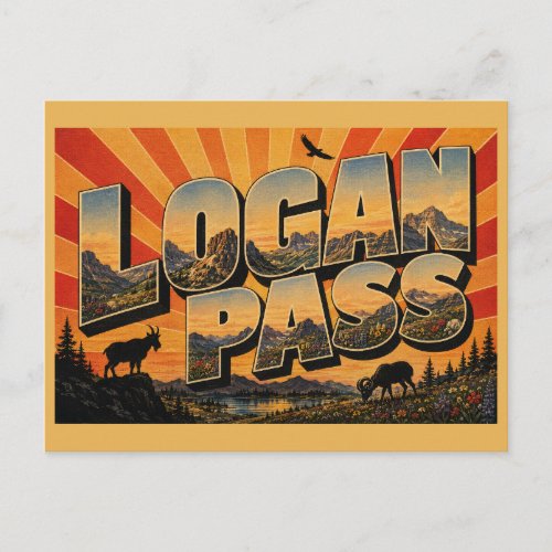 Logan Pass Montana Continental Divide Alpine Art Postcard