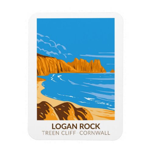 Logan Rock On Treen Cliff In Cornwall Vintage Magnet