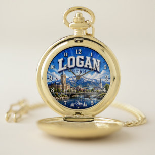 Logan Utah Mountain Pocket Watch