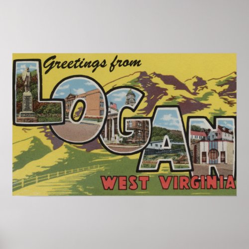 Logan West Virginia _ Large Letter Scenes Poster