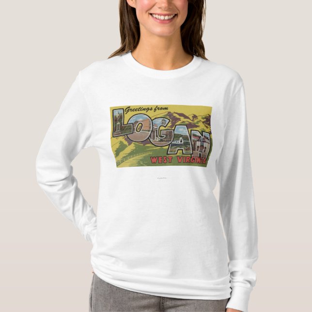 Logan, West Virginia - Large Letter Scenes T-Shirt (Front)
