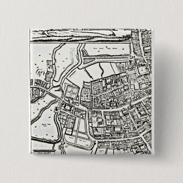 Loggan's map of Oxford, Eastern Sheet Pinback Button (Front)