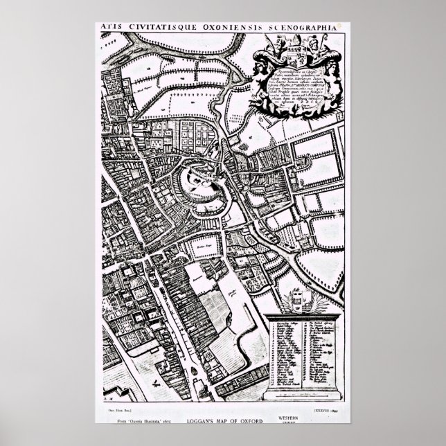 Loggan's map of Oxford, Western Sheet Poster (Front)