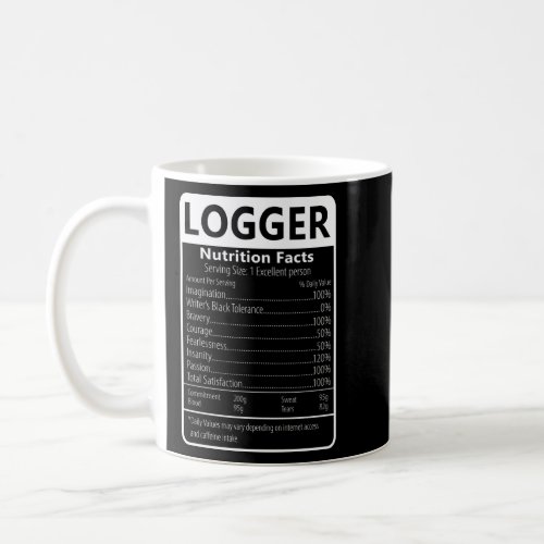 Logger Nutrition Facts Sarcastic Graphic Humor  Coffee Mug