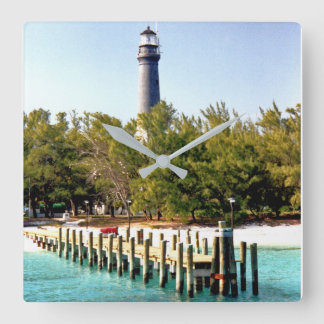 Loggerhead Key Lighthouse, Dry Tortugas Florida Square Wall Clock
