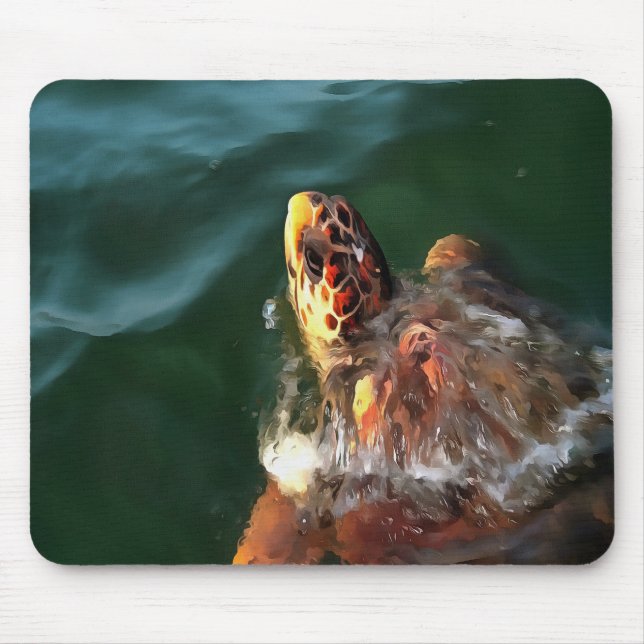 Loggerhead Sea Turtle Artistic Portrait Mouse Pad (Front)