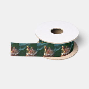 Loggerhead Sea Turtle Artistic Portrait Satin Ribbon