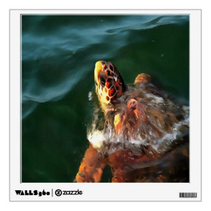 Loggerhead Sea Turtle Artistic Portrait Wall Sticker