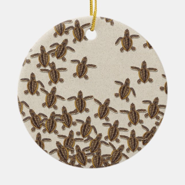 Loggerhead Sea Turtle Hatchlings Ornament (Front)