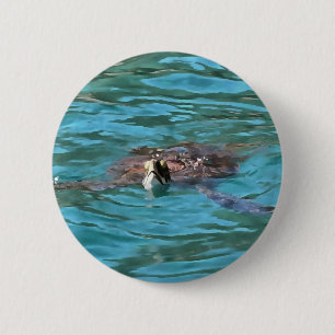 Loggerhead Sea Turtle Wildlife Art Pinback Button