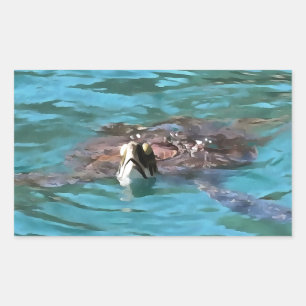 Loggerhead Sea Turtle Wildlife Art Rectangular Sticker
