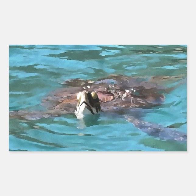 Loggerhead Sea Turtle Wildlife Art Rectangular Sticker (Front)
