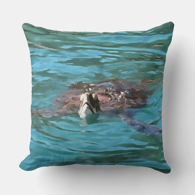 Loggerhead Sea Turtle Wildlife Art Throw Pillow (Front)