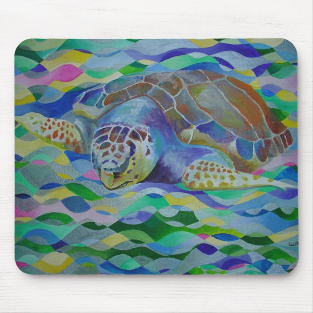 Loggerhead Turtle Colorful Art Mouse Pad (Front)