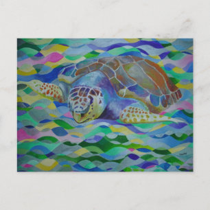 Loggerhead Turtle Colorful Art Postcard