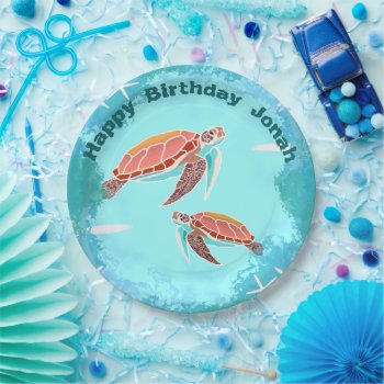 Loggerhead Turtles Under The Sea Party Plates by millhill at Zazzle