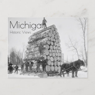 Logging A Big Load Postcard