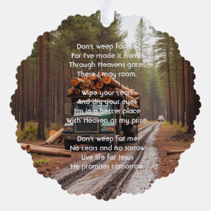 Logging Truck Driver Memorial Keepsake Ornament Card