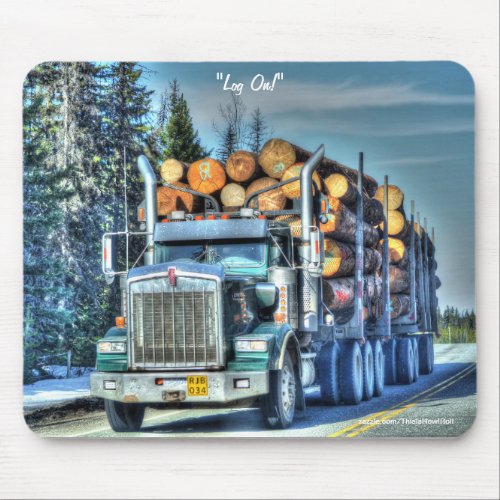 Logging Truck Highway Driving Art II Mouse Pad