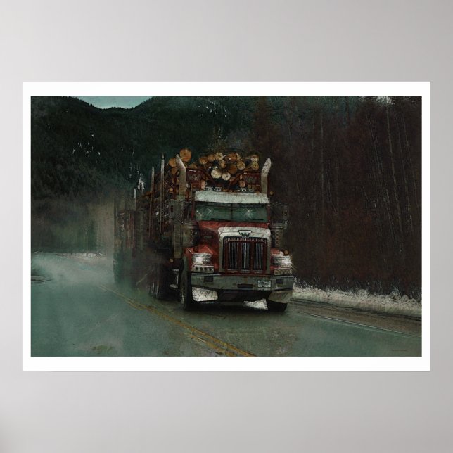 Logging Truck Highway Driving Poster (Front)