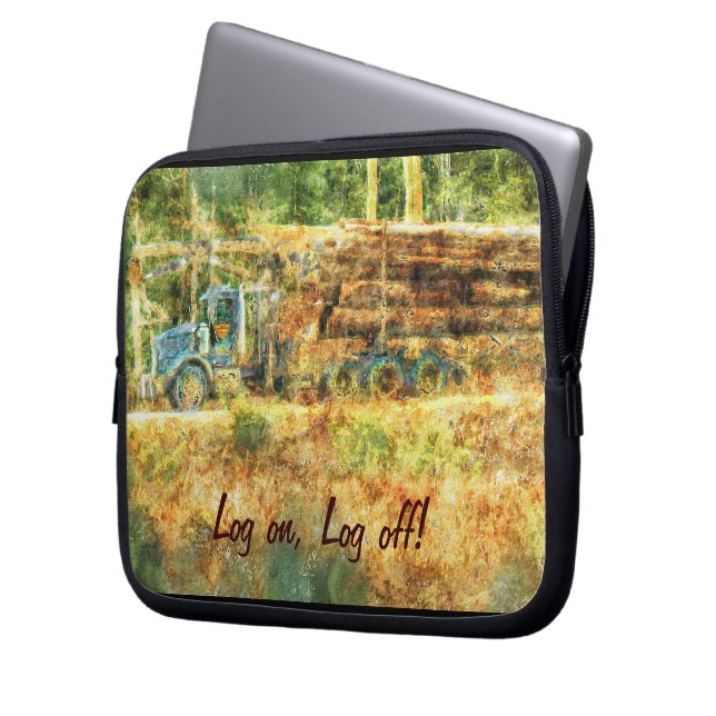 Logging Truck Humor Driver's Art Laptop Sleeve (Front Left)