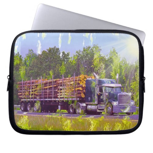 Logging Truck Lorry Drivers Art Laptop Sleeve