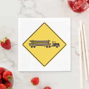 Logging Truck Warning Sign Transport Road Safety Napkins