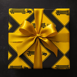 Logging Truck Warning Sign Transport Road Safety Wrapping Paper