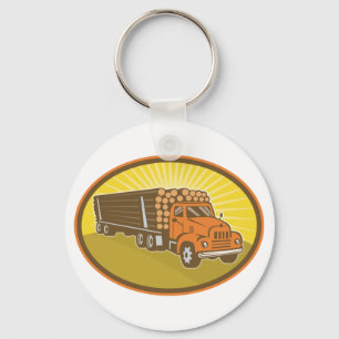 Logging Truck Wood Transport Hauler Keychain