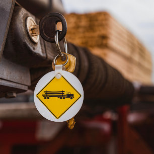 Logging Trucks Road Sign Keychain