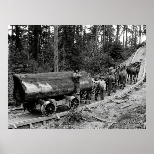 LOGGING with AMERICAN INGENUITY c 1902 Poster