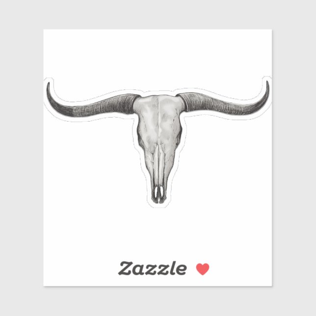 Loghorn Steer Bull Skull Sticker (Sheet)