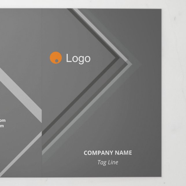 Logical Monochromatic Geometric Retro Angles Tri-Fold Card (Cover)