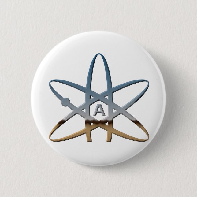Logidea atheist atomic symbol button (Front)