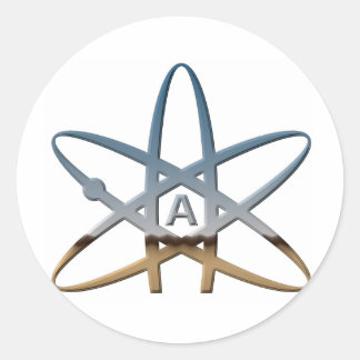 Logidea atheist atomic symbol classic round sticker